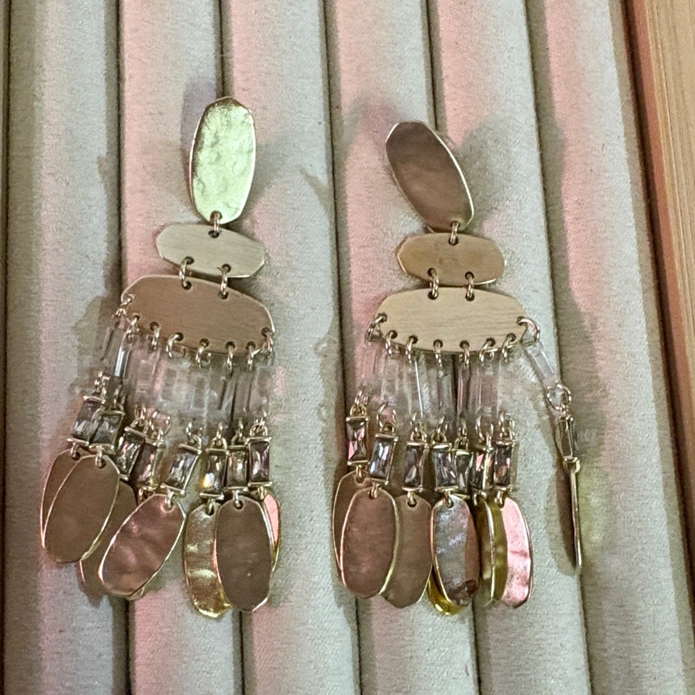 Kendra Scott Nicola 14k plated Gold Chandelier Earrings - Picture 6 of 11
